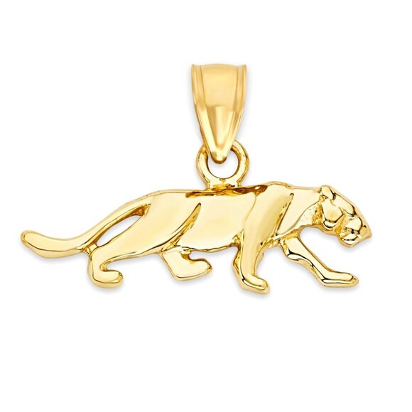 Solid 10k Gold Panther Pendant - Animal Jewelry Gifts for Her - Picture 1 of 5